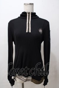 Ozz Croce / エンブレムワッペンハイネックZIPトップス  黒 Y-25-08-17-086-OO-TO-SZ-ZY
