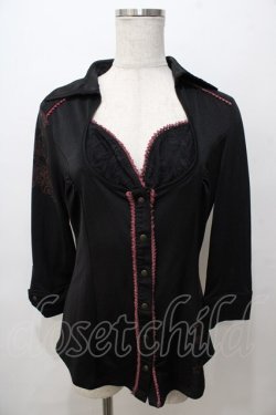 画像1: Ozz Croce / 薔薇プリントスナップシャツ  黒 Y-25-08-17-088-OO-BL-SZ-ZY