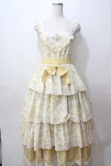来信与待 / 花柄ジャンパースカート  イエロー Y-25-08-17-101-LO-OP-SZ-ZY