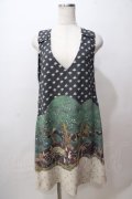 Franche Lippee / ピクニック柄ワンピース M 黒 Y-25-08-17-105-LO-OP-SZ-ZY