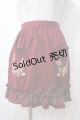 axes femme kawaii / 苺刺繍ハーフエプロン M ワイン Y-25-08-17-110-AX-SK-SZ-ZY