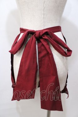 画像2: axes femme kawaii / 苺刺繍ハーフエプロン M ワイン Y-25-08-17-110-AX-SK-SZ-ZY