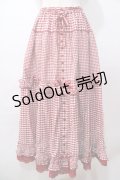 PINK HOUSE / ×misako aoki ギンガムチェックスカート  赤 Y-25-08-17-113-LO-SK-SZ-ZY
