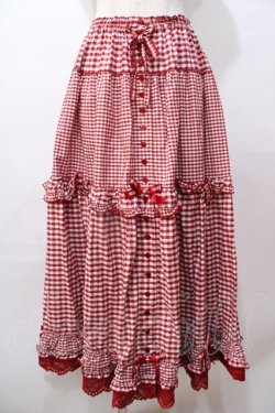 画像1: PINK HOUSE / ×misako aoki ギンガムチェックスカート  赤 Y-25-08-17-113-LO-SK-SZ-ZY