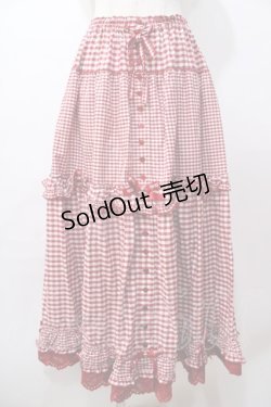画像1: PINK HOUSE / ×misako aoki ギンガムチェックスカート  赤 Y-25-08-17-113-LO-SK-SZ-ZY