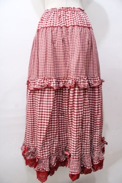 画像2: PINK HOUSE / ×misako aoki ギンガムチェックスカート  赤 Y-25-08-17-113-LO-SK-SZ-ZY