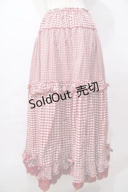画像2: PINK HOUSE / ×misako aoki ギンガムチェックスカート  赤 Y-25-08-17-113-LO-SK-SZ-ZY