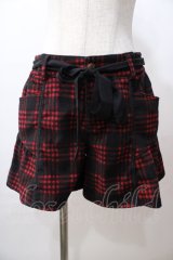 Ozz Croce / ウエストシフォンリボンチェックショートパンツ  赤 Y-25-08-17-120-OO-PA-SZ-ZY