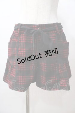画像1: Ozz Croce / ウエストシフォンリボンチェックショートパンツ  赤 Y-25-08-17-120-OO-PA-SZ-ZY