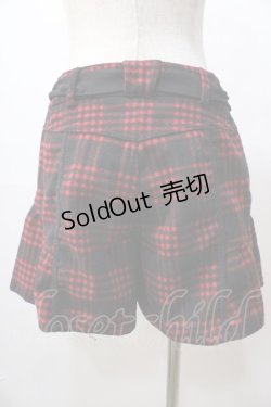 画像2: Ozz Croce / ウエストシフォンリボンチェックショートパンツ  赤 Y-25-08-17-120-OO-PA-SZ-ZY