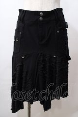 Ozz Croce / ダメージ加工入りスカート  黒 Y-25-08-17-121-OO-SK-SZ-ZY