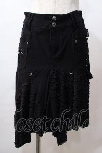 Ozz Croce / ダメージ加工入りスカート  黒 Y-25-08-17-121-OO-SK-SZ-ZY