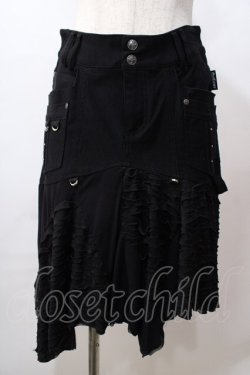 画像1: Ozz Croce / ダメージ加工入りスカート  黒 Y-25-08-17-121-OO-SK-SZ-ZY