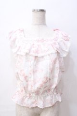 LIZ LISA / リボン柄ショートTops 0 ピンク Y-25-08-18-005-LO-TO-SZ-ZY