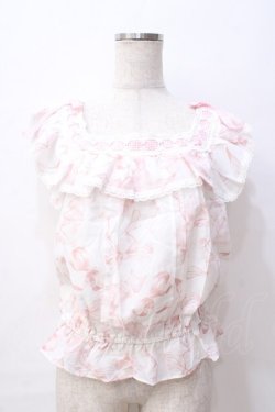 画像1: LIZ LISA / リボン柄ショートTops 0 ピンク Y-25-08-18-005-LO-TO-SZ-ZY