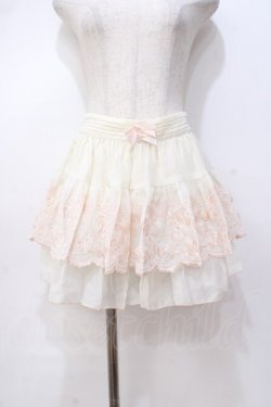 画像1: LIZ LISA / ローズ×リボン刺繍スカパン 0 オフ白 Y-25-08-18-067-LO-SK-SZ-ZY