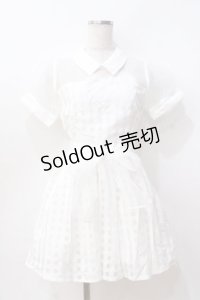 LIZ LISA / ハート衿付きシアーチェックワンピース 0 白 Y-25-08-18-009-LO-OP-SZ-ZY