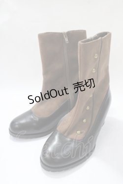 画像1: axes femme / 連ボタン配色ブーツ M 茶 Y-25-08-19-039-AX-SH-SZ-ZT501