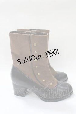 画像4: axes femme / 連ボタン配色ブーツ M 茶 Y-25-08-19-039-AX-SH-SZ-ZT501