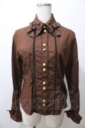 Angelic Pretty / リボン通しレトロブラウス  ブラウン Y-25-08-19-045-AP-BL-SZ-ZY