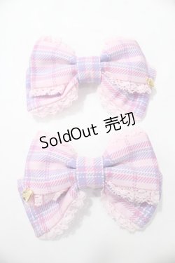 画像1: Angelic Pretty / Sprinkle Heart TartanリボンクリップSet  ピンク Y-25-08-19-007-AP-AC-SZ-ZY