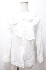 Leur Getter / コットンボイルボウタイ付ブラウス  白 Y-25-08-19-046-LU-BL-SZ-ZY
