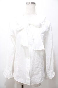 Leur Getter / コットンボイルボウタイ付ブラウス  白 Y-25-08-19-046-LU-BL-SZ-ZY
