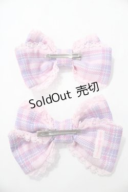 画像2: Angelic Pretty / Sprinkle Heart TartanリボンクリップSet  ピンク Y-25-08-19-007-AP-AC-SZ-ZY