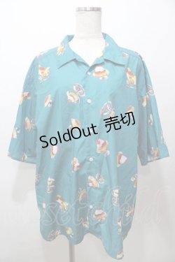 画像1: AXES-X / レトロプリンPT半袖シャツ XL グリーン Y-25-08-19-052-AX-BL-SZ-ZY