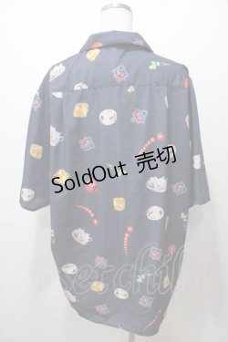 画像2: AXES-X / 台湾飲茶プリント半袖シャツ XL 紺 Y-25-08-19-054-AX-BL-SZ-ZY