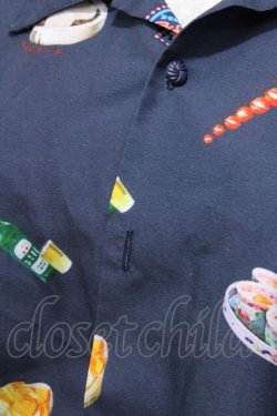 画像3: AXES-X / 台湾飲茶プリント半袖シャツ XL 紺 Y-25-08-19-054-AX-BL-SZ-ZY