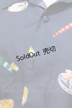 画像3: AXES-X / 台湾飲茶プリント半袖シャツ XL 紺 Y-25-08-19-054-AX-BL-SZ-ZY