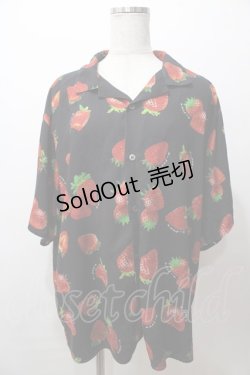 画像1: AXES-X / ストロベリープリントアロハシャツ L 黒 Y-25-08-19-057-AX-BL-SZ-ZT300