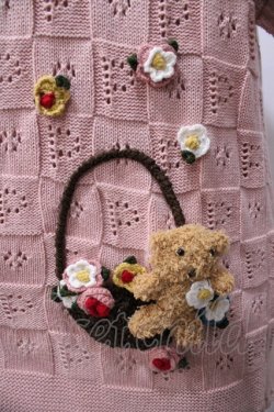 画像3: PINK HOUSE / フラワーバスケットテディモチーフ付きカーディガン  ピンク Y-25-08-19-062-LO-TO-SZ-ZY