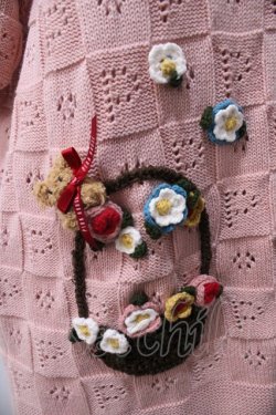 画像4: PINK HOUSE / フラワーバスケットテディモチーフ付きカーディガン  ピンク Y-25-08-19-062-LO-TO-SZ-ZY