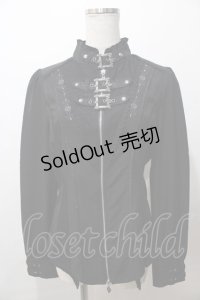 Ozz oneste / ベルトデザインジップシャツ  黒 Y-25-08-19-064-OO-BL-SZ-ZY