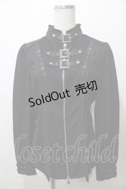 画像1: Ozz oneste / ベルトデザインジップシャツ  黒 Y-25-08-19-064-OO-BL-SZ-ZY
