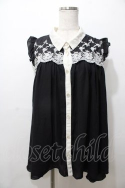 画像1: axes femme / 切り替えノースリトップス M 黒 Y-25-08-19-071-AX-TO-SZ-ZY
