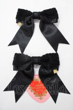 画像1: BABY,THE STARS SHINE BRIGHT / Innocent Momentリボンクリップ  黒 Y-25-08-19-011-BA-AC-SZ-ZY