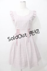 Amavel / Wレースアップカタフリルチェックワンピース F ピンク Y-25-08-19-091-CA-OP-SZ-ZT326