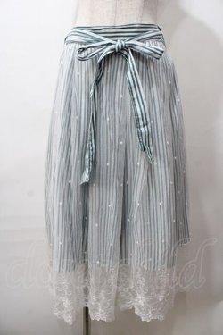 画像1: axes femme / ストライプＸレーススカート Ｍ グリーン Y-25-08-19-105-AX-SK-SZ-ZY