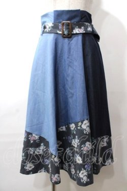 画像1: axes femme / パッチワークスカート M 青 Y-25-08-19-106-AX-SK-SZ-ZY