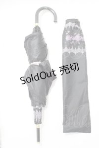 axes femme / 蝶×バラ柄晴雨兼用折傘  黒 Y-25-08-19-017-AX-ZA-SZ-ZY