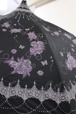 画像3: axes femme / 蝶×バラ柄晴雨兼用折傘  黒 Y-25-08-19-017-AX-ZA-SZ-ZY
