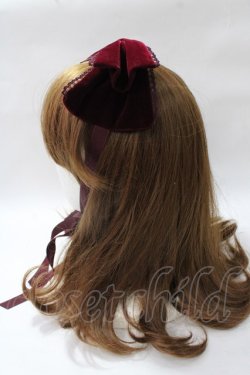 画像2: axes femme kawaii / ベロアリボンヘッドドレス  ワイン Y-25-08-19-033-AX-AC-SZ-ZY