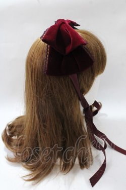 画像3: axes femme kawaii / ベロアリボンヘッドドレス  ワイン Y-25-08-19-033-AX-AC-SZ-ZY