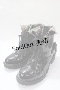 axes femme / バックル使いレインブーツ M 黒 Y-25-08-19-038-AX-SH-SZ-ZY