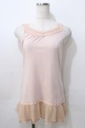 axes femme / 裾チュールレースタンク  ピンク Y-25-08-23-049-AX-TO-SZ-ZY