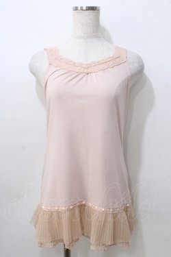画像1: axes femme / 裾チュールレースタンク  ピンク Y-25-08-23-049-AX-TO-SZ-ZY