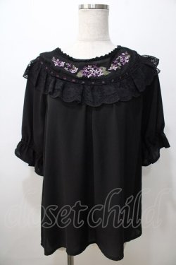 画像1: axes femme / 紫陽花刺繍ブラウス  黒 Y-25-08-23-056-AX-BL-SZ-ZY